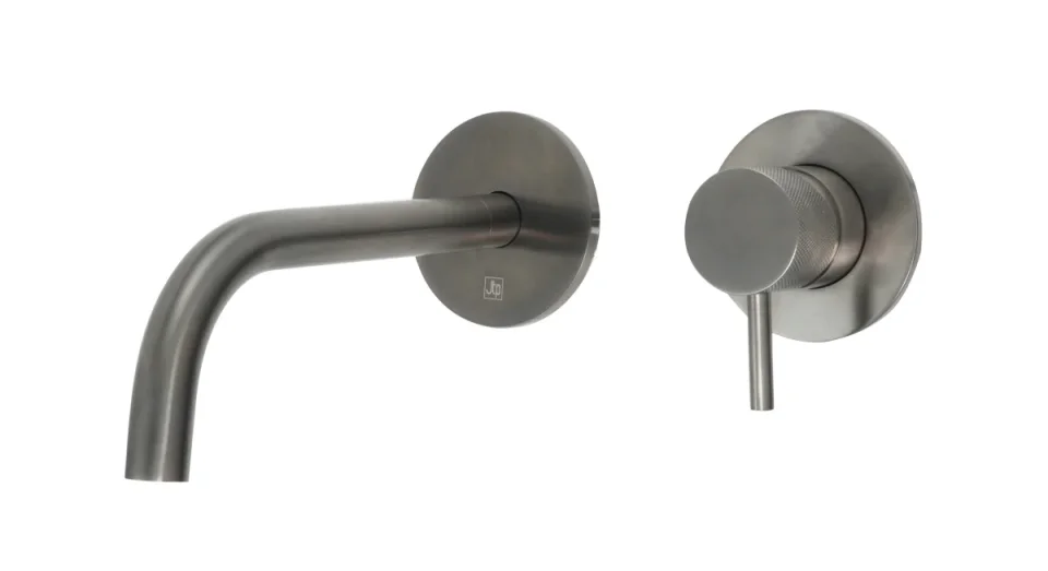 Just Taps Vos Single Lever W/m Basin Mixer Brushed Black 150mm Slim Spout With Designer Handle product image - Image 1