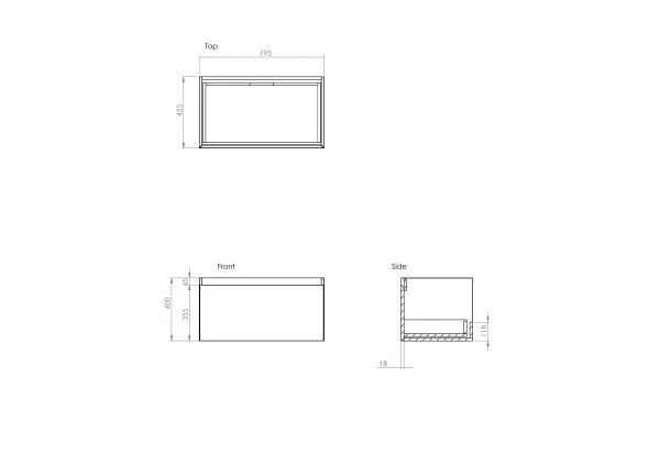Saneux Uni 80cm 1 Drawer Wall Mounted Unit - Matte White
