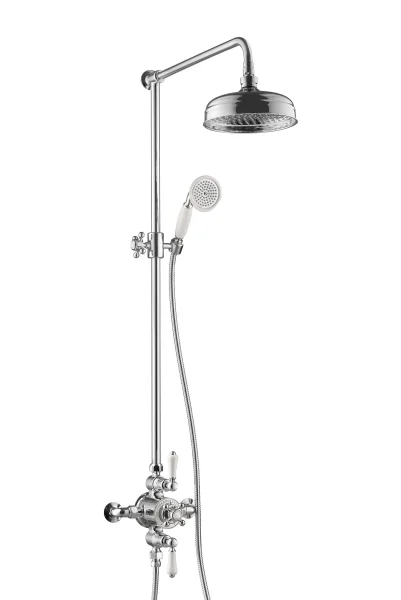 Just Taps Grosvenor Exposed Thermostatic Valve 2outlets With Riser & Kit Chrome