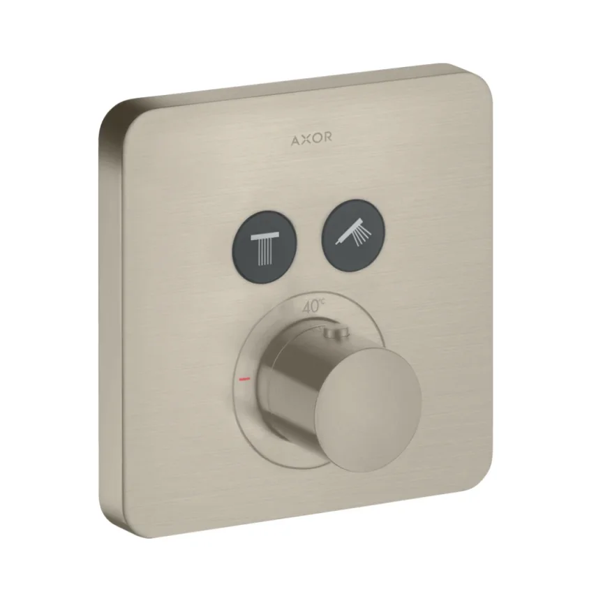 Axor Showersolutions Thermostatic Mixer Softsquare For Concealed Installation For 2 Outlets Brushed Nickel product image - Image 1