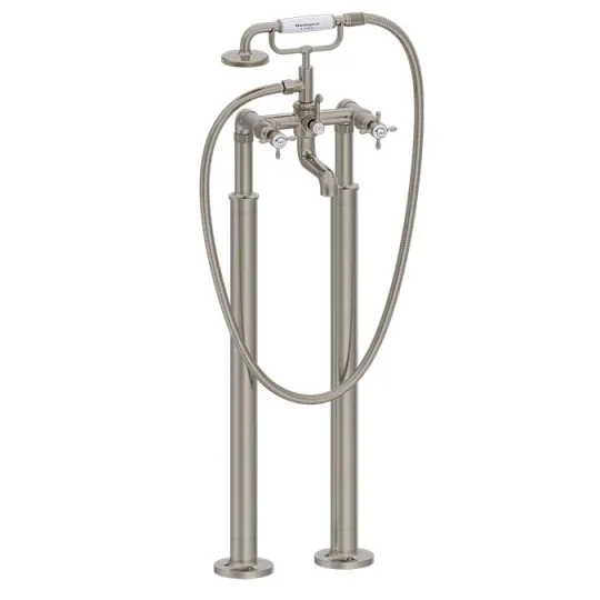 Burlington Guild Bath Shower Mixer Floor Mounted Brushed Nickel detail view - Image 2