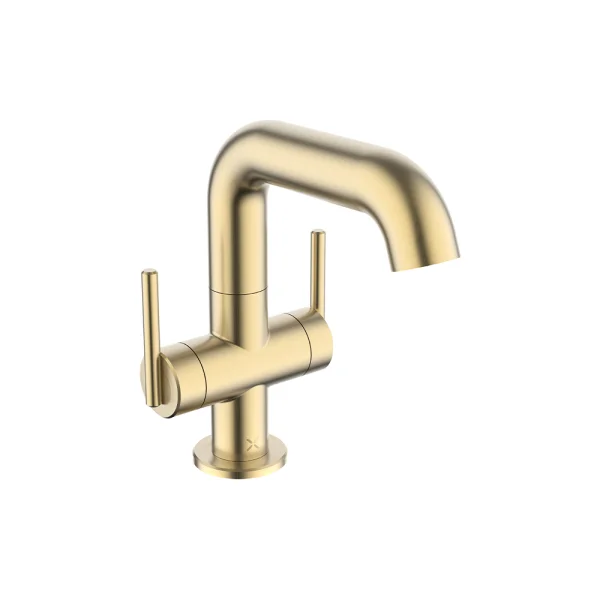 Crosswater 3ONE6 Lever Basin Side Deck Mixer 2 Handle Stainless Brushed Brass Effect