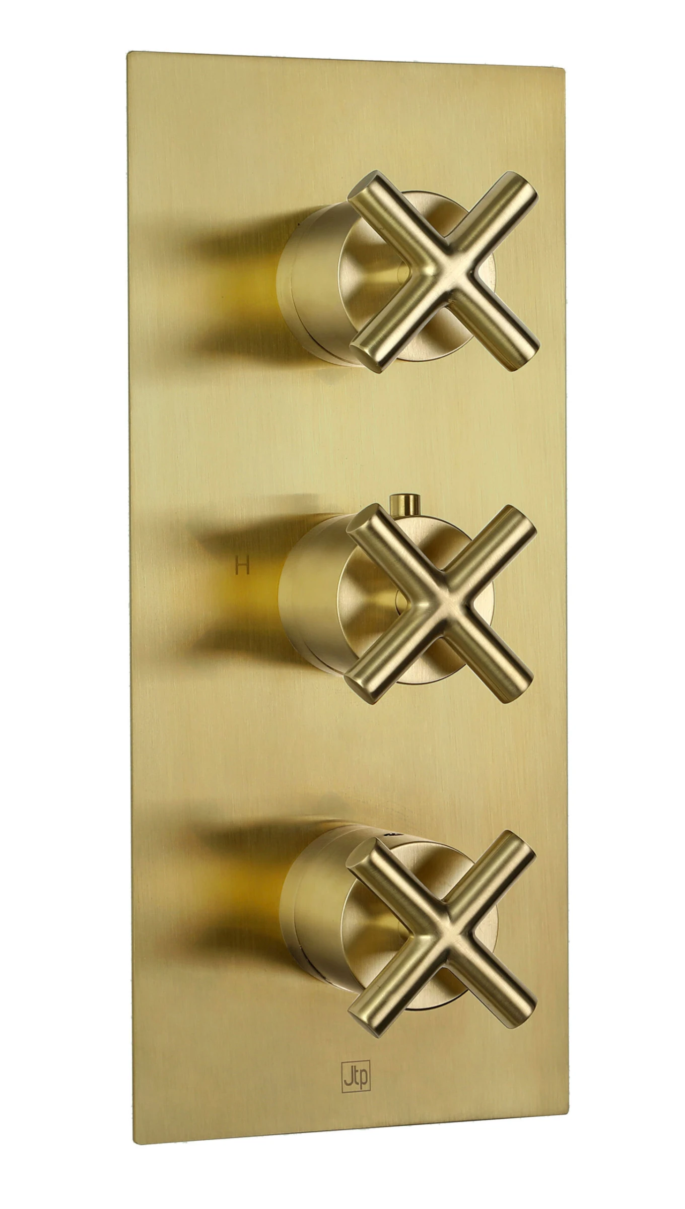 Just Taps Solex Thermostatic Concealed 2 Outlet Shower Valve Vertical Brushed Brass