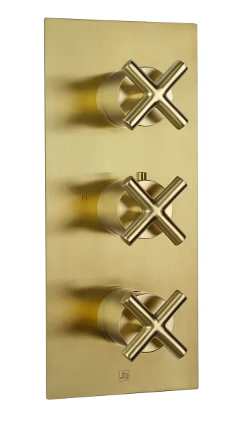 Just Taps Solex Thermostatic Concealed 2 Outlet Shower Valve Vertical Brushed Brass