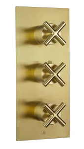 Just Taps Solex Thermostatic Concealed 2 Outlet Shower Valve Vertical Brushed Brass