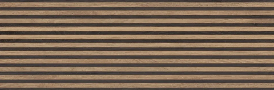 European Tiles Ottoman 1000 x 333 Fluted Wood Effect detail view - Image 2