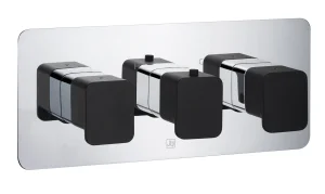 Just Taps Axel Thermo Concealed 3 Outlet Shower Valve Matt Black Handle Chrome