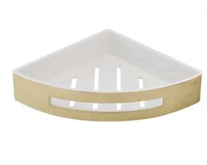 Just Taps Kono Corner Basket With Shelf Brushed Brass