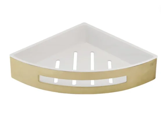 Just Taps Kono Corner Basket With Shelf Brushed Brass product image - Image 1