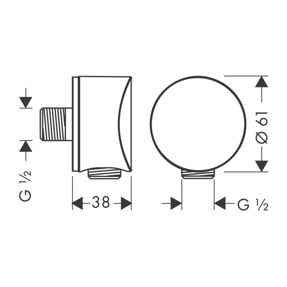 Hansgrohe Fixfit Wall Outlet S With Non-return Valve And Synthetic Joint Chrome detail view - Image 4
