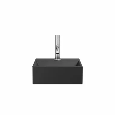 Crosswater Beck Cloakroom Basin Including Free Flow Waste 1 Tap Hole 300 x 300mm Black Matt detail view - Image 2