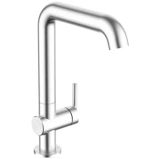 Crosswater 3ONE6 Lever Basin Tall Side Deck Mixer Stainless Steel detail view - Image 2