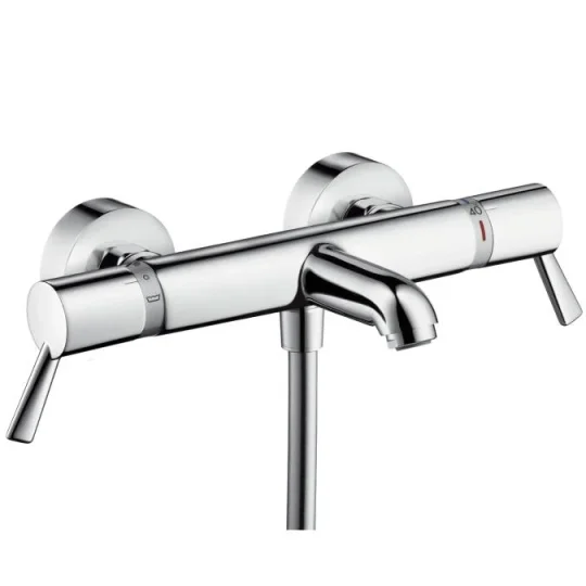 Hansgrohe Ecostat Comfort Thermostatic Bath Mixer Care For Exposed Installation With Extra Long Handles Chrome detail view - Image 2