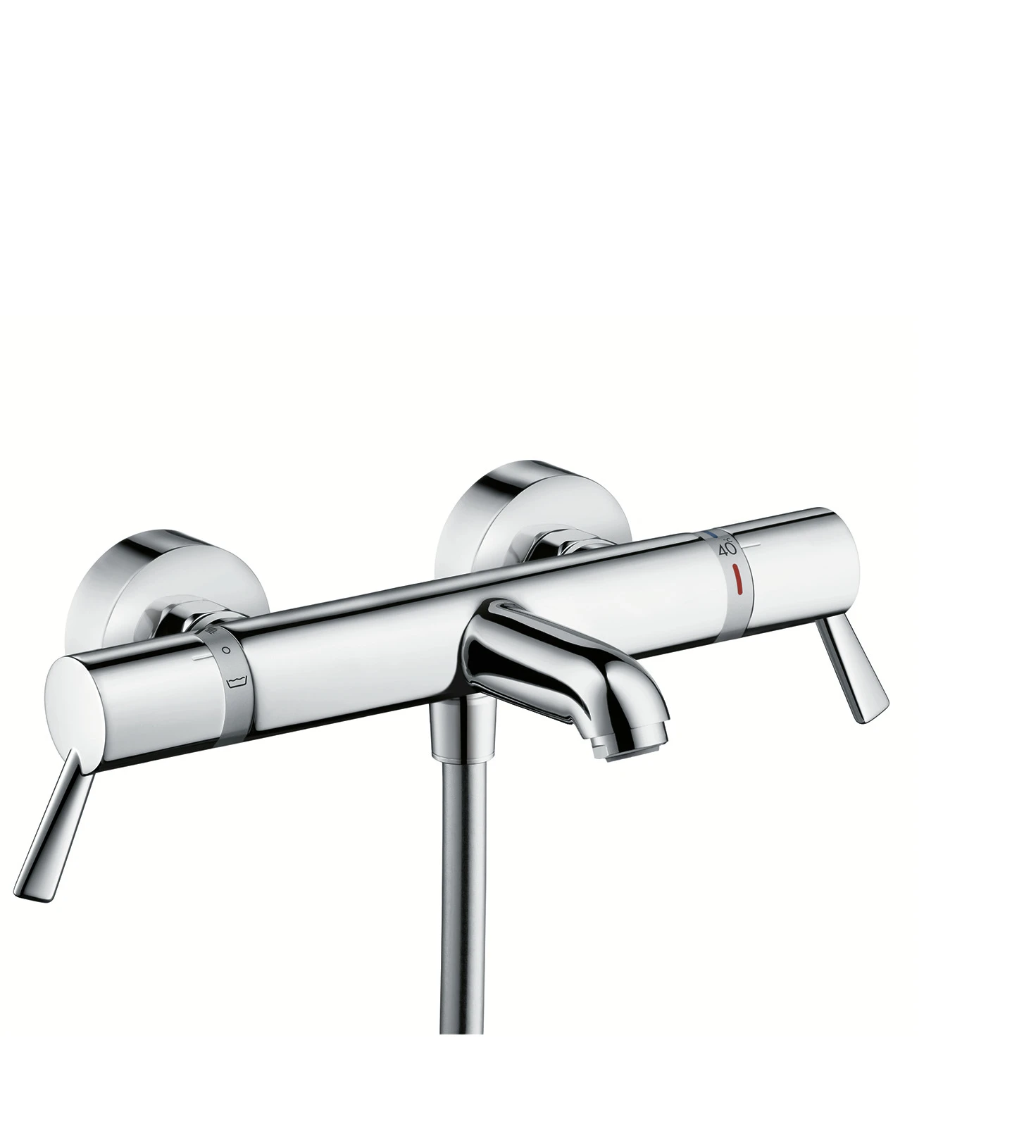 Hansgrohe Ecostat Comfort Thermostatic Bath Mixer Care For Exposed Installation With Extra Long Handles Chrome