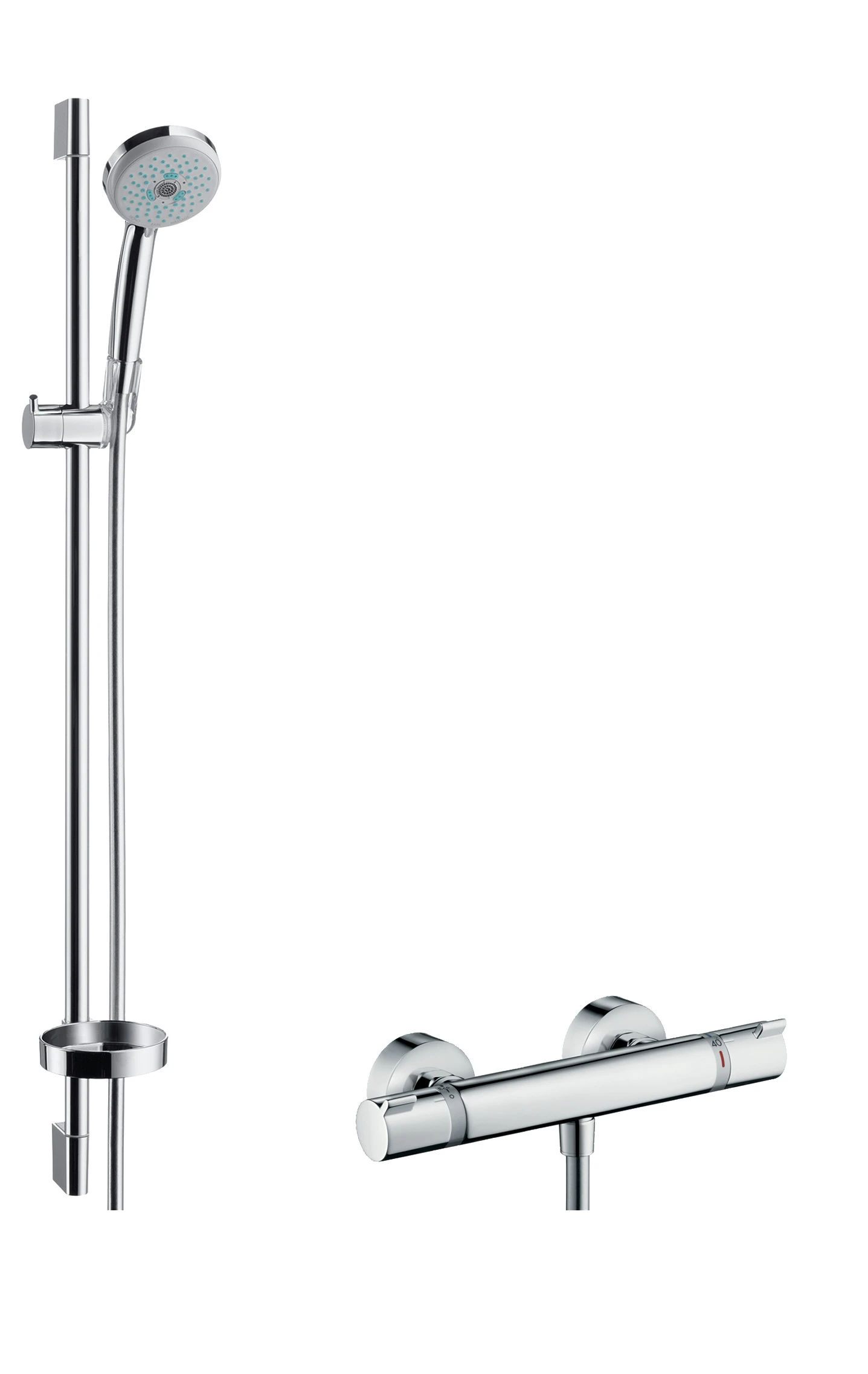 Hansgrohe Croma 100 Shower System Multi With Ecostat Comfort Thermostatic Mixer And Shower Rail 90 Cm Chrome