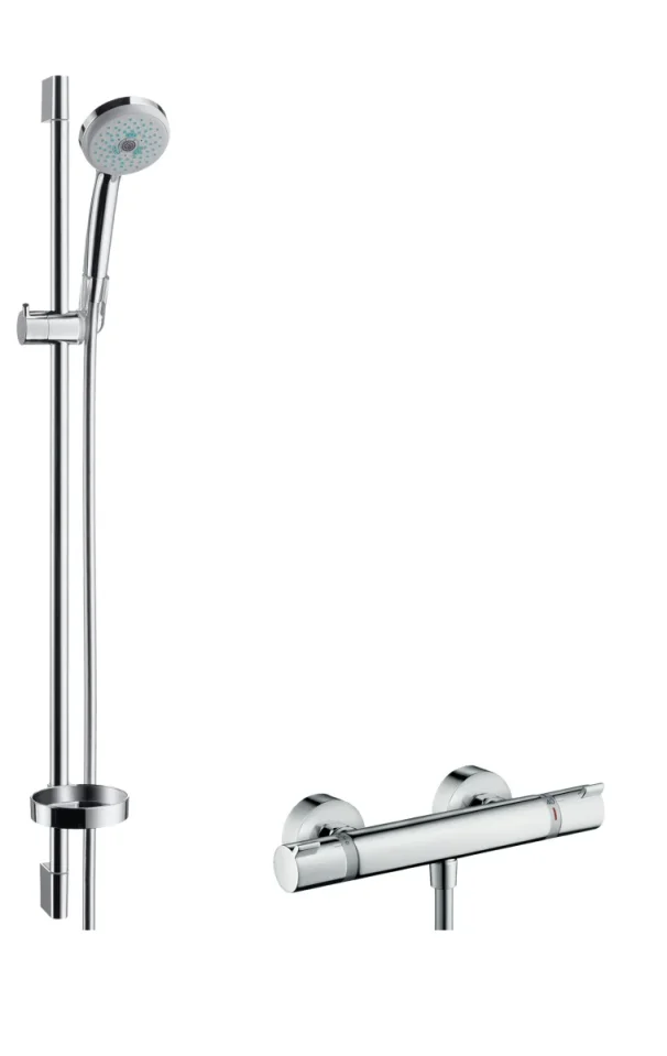 Hansgrohe Croma 100 Shower System Multi With Ecostat Comfort Thermostatic Mixer And Shower Rail 90 Cm Chrome product image - Image 1