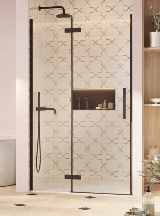 Crosswater Asura Hinged Door with Inline 1000 Matt Black
