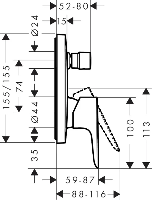 Hansgrohe Talis E Single Lever Manual Bath Mixer For Concealed Installation Brushed Bronze detail view - Image 2