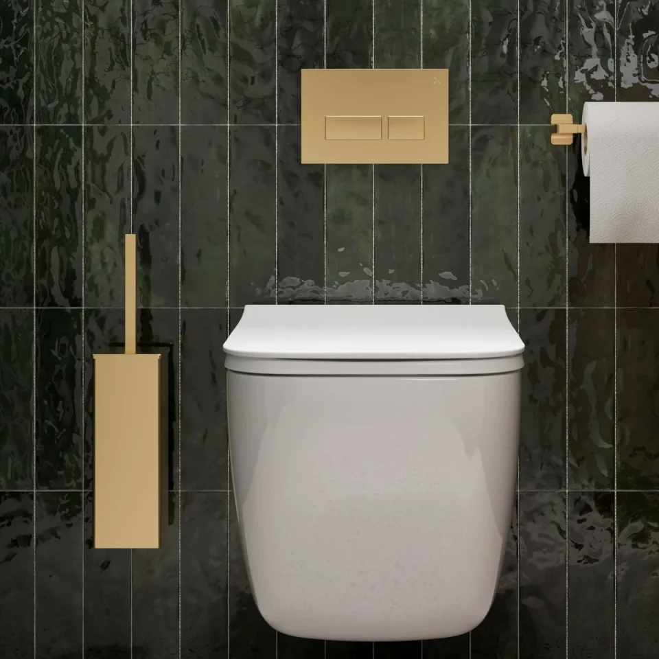 Crosswater Mpro Stainless Steel Flush Plate Brushed Brass detail view - Image 2