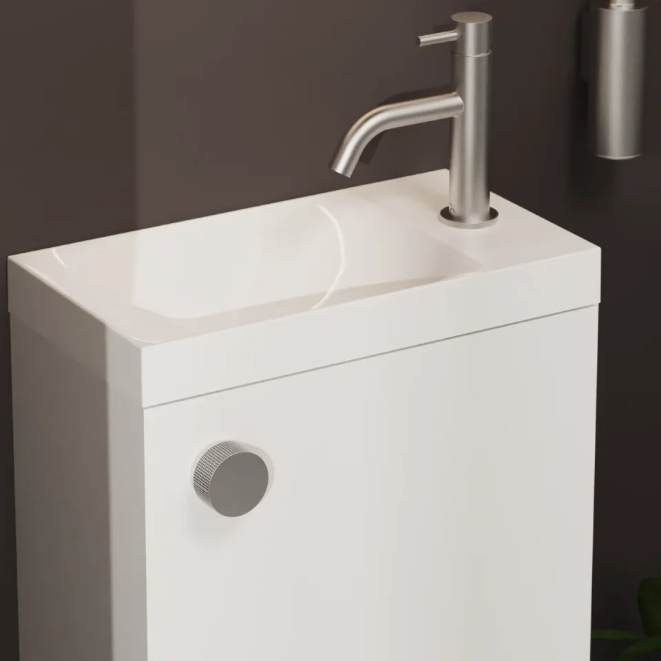 Crosswater Knurled Furniture Handle x 1 Brushed Nickel detail view - Image 3