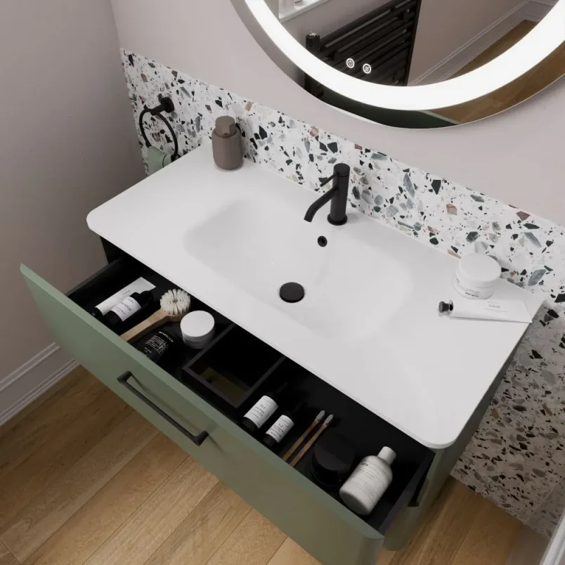 Britton Camberwell Unit 800mm Earthy Green detail view - Image 3
