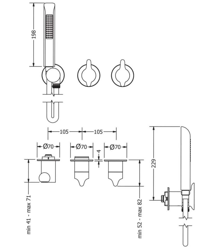 Crosswater Module Foile 2 Handle With Handshower Chrome detail view - Image 2