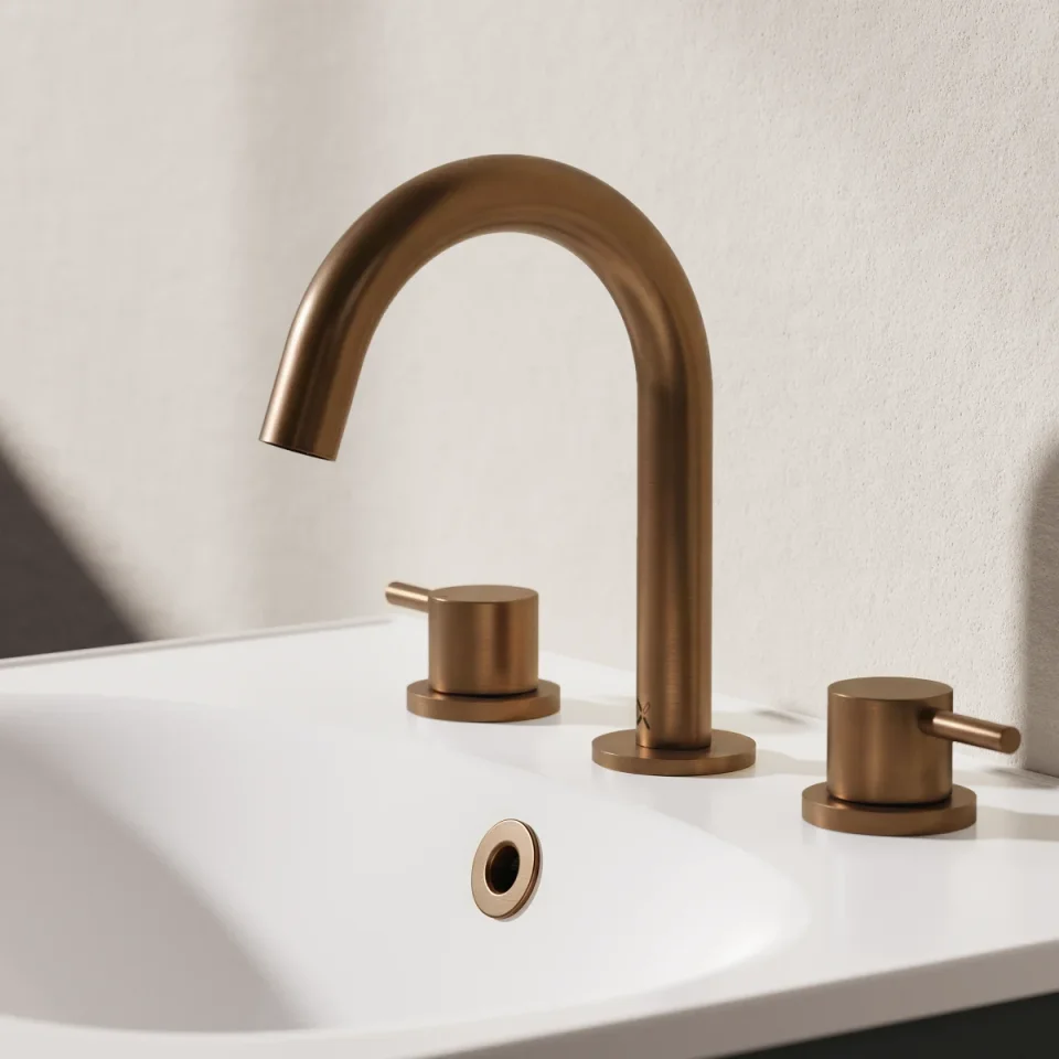 Crosswater MPRO Basin 3 Hole Set Brushed Bronze detail view - Image 4