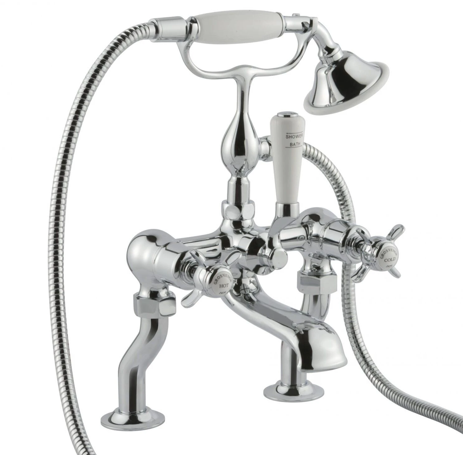 Just Taps Grosvenor Pinch Bath Shower Mixer With Kit Chrome
