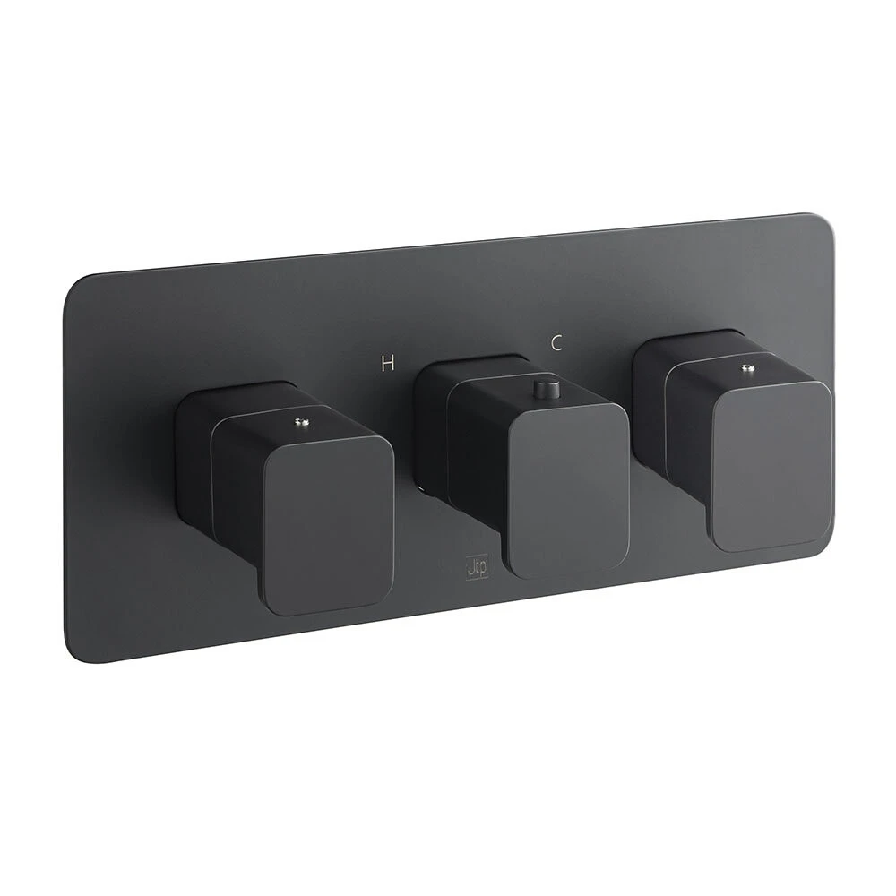 Just Taps Hix Thermo Valve 2 Option 3 Handle Horizontal Matt Black