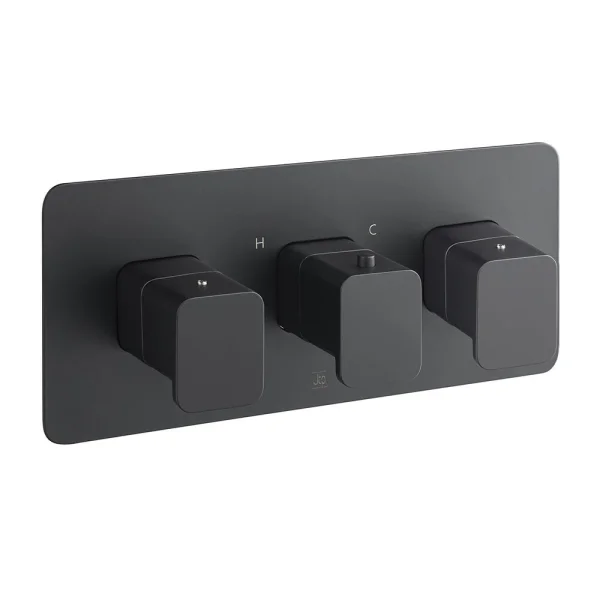 Just Taps Hix Thermo Valve 2 Option 3 Handle Horizontal Matt Black
