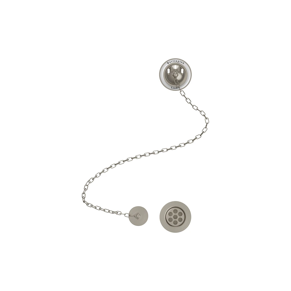 Burlington Bath Overflow, Plug & Chain Brushed Nickel