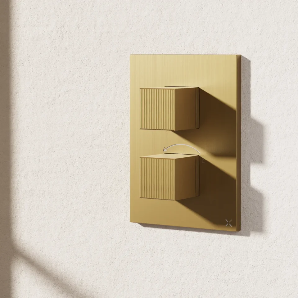 Crosswater Crossbox Limit 3 Oulet Trim & Levers Brushed Brass detail view - Image 3