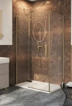 Crosswater Asura 900mm Side Panel for Soft Close Hinged Door Brushed brass detail view - Image 2