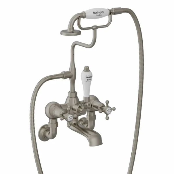 Burlington Quarter Turn Bath Shower Mixer Brushed Nickel