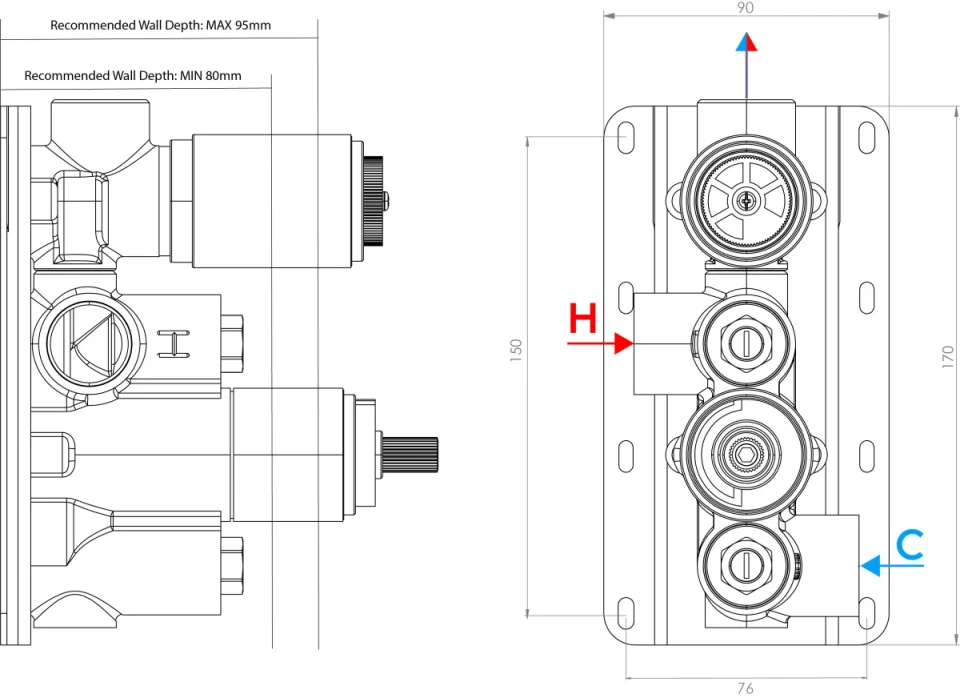 Saneux Eden 1 Way Thermostatic Shower Valve Kit In Landscape - Brushed Nickel detail view - Image 2