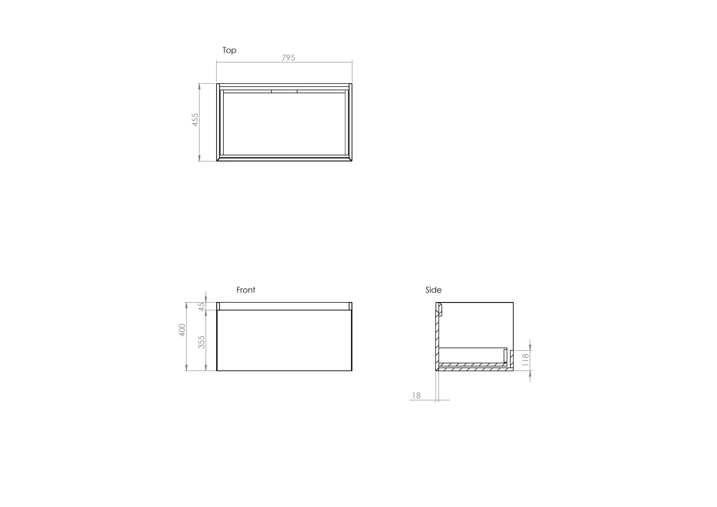 Saneux Uni 80cm 1 Drawer Wall Mounted Unit - English Oak