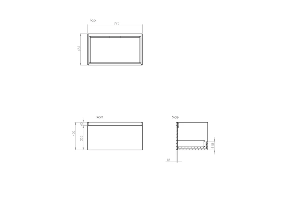 Saneux Uni 80cm 1 Drawer Wall Mounted Unit - English Oak product image - Image 1