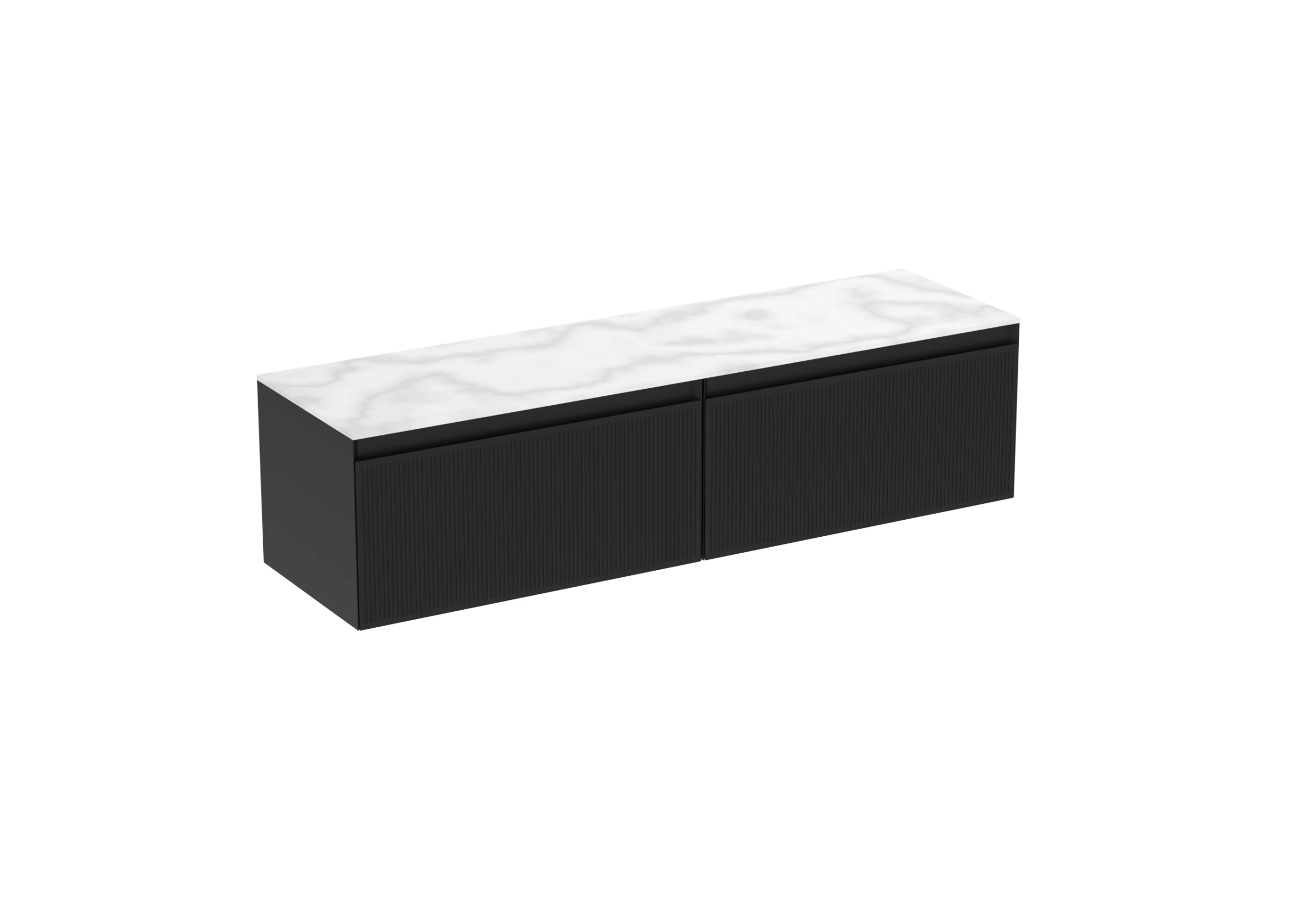 Saneux Monument 160cm Kit - 2 X 80cm 1 Drawer Wall Mounted Unit & 160cm Countertop - Matte Black
