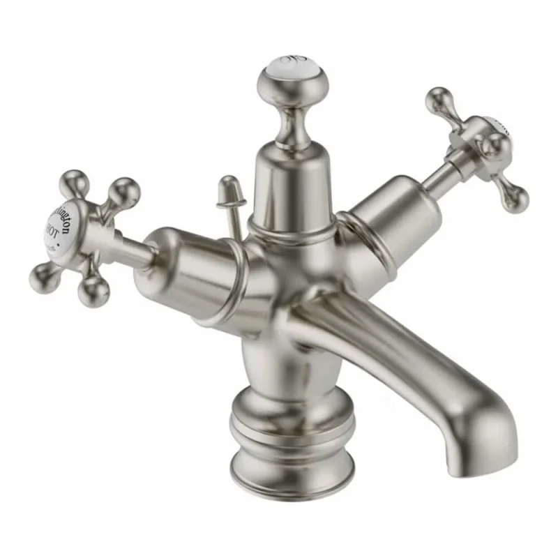 Burlington Regent Basin Mixer Pop Up Waste Brushed Nickel detail view - Image 2