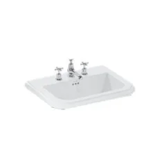 Burlington Chalfont Ceramic Basin 650mm 3 Tap Hole detail view - Image 2