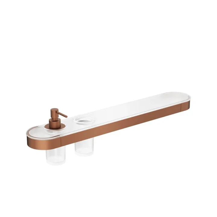 Crosswater Velo Tray Soap Dispenser & Tumbler Holder Brushed Bronze detail view - Image 2