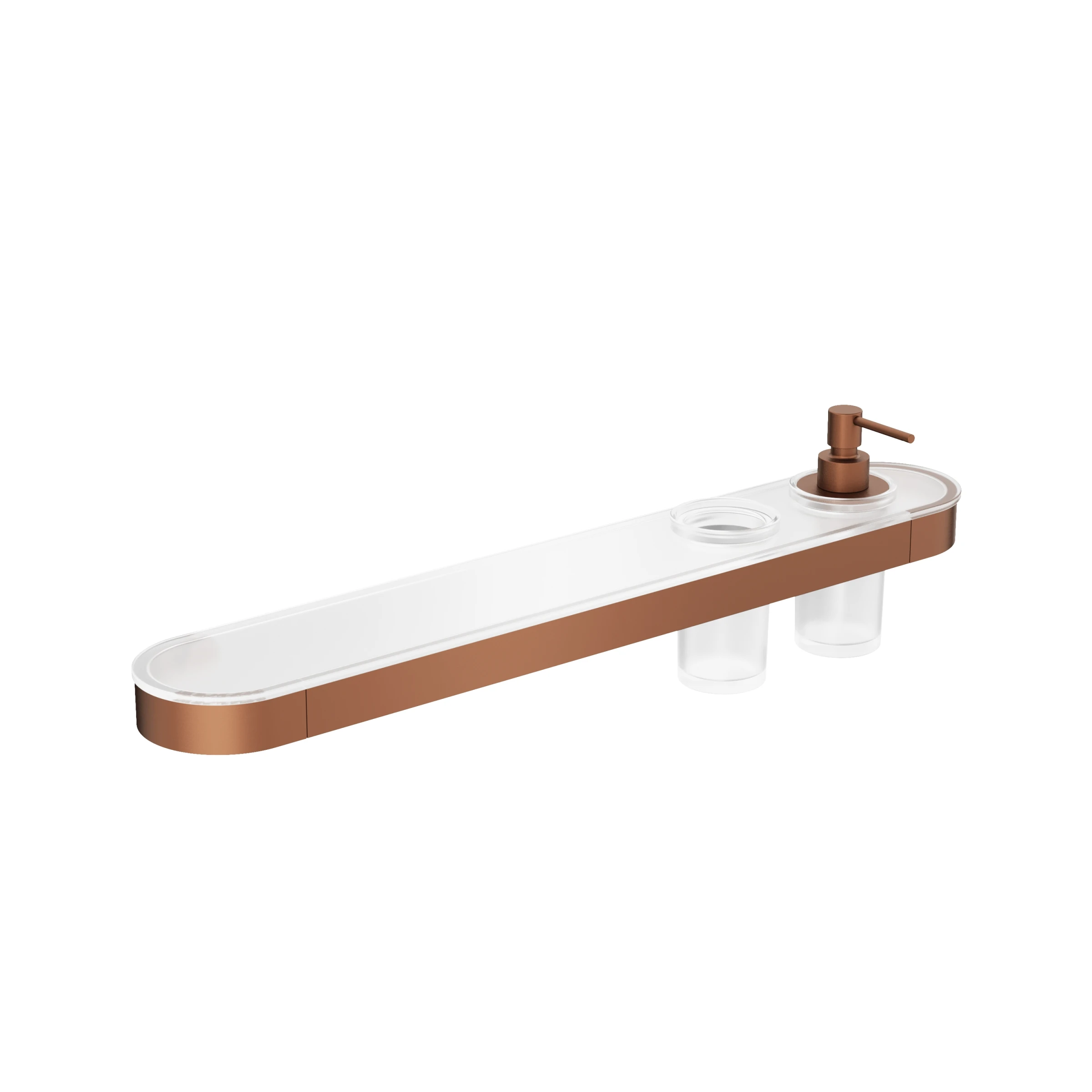 Crosswater Velo Tray Soap Dispenser & Tumbler Holder Brushed Bronze