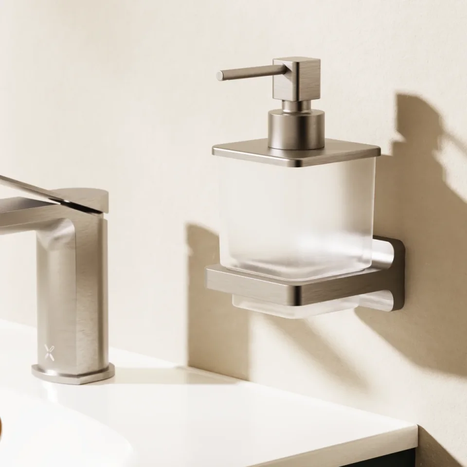 Crosswater Rotar Soap Dispenser Brushed Nickel detail view - Image 3