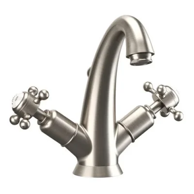 Crosswater Belgravia Crosshead High Neck Mono With Pop Up Waste Brushed Nickel detail view - Image 4