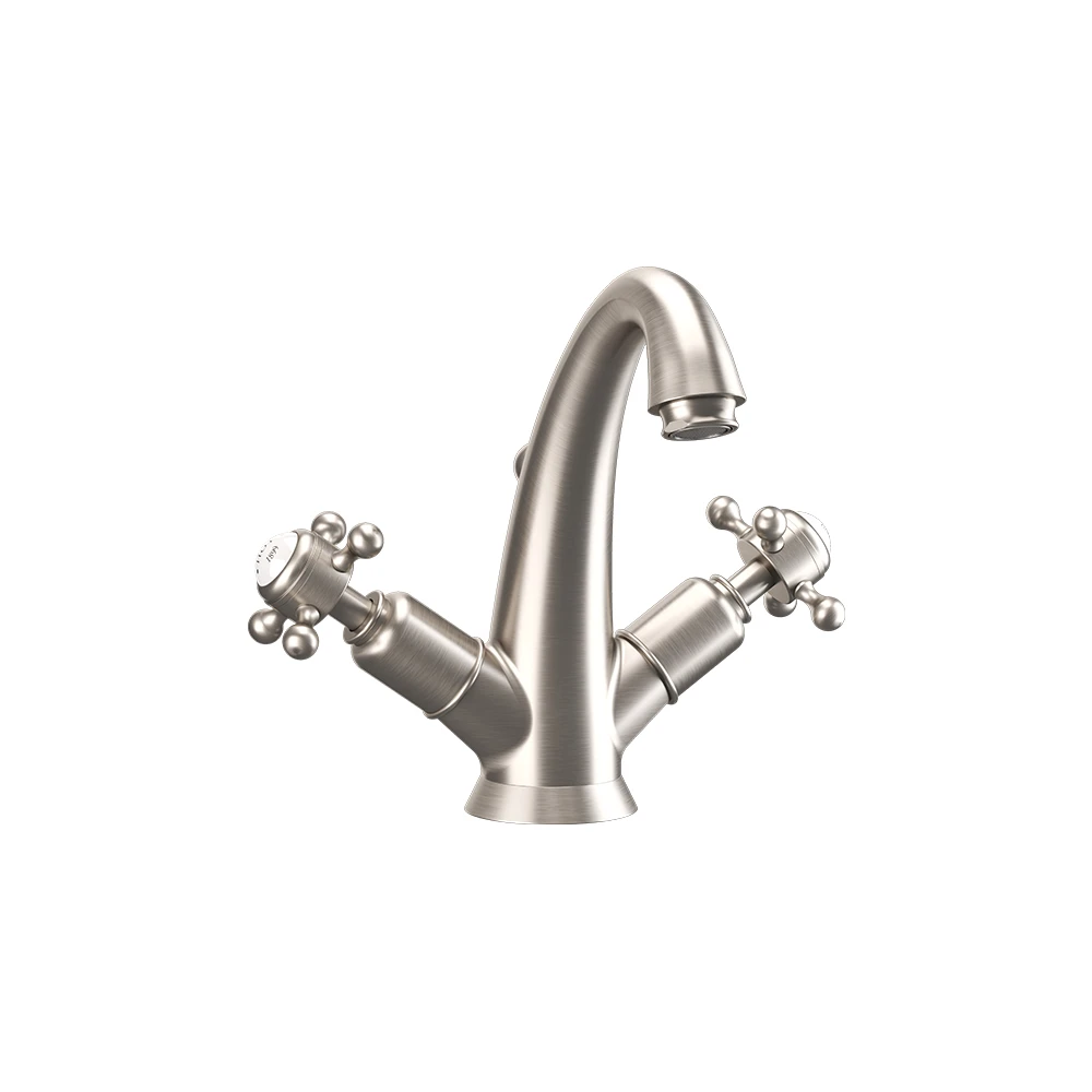 Crosswater Belgravia Crosshead High Neck Mono With Pop Up Waste Brushed Nickel