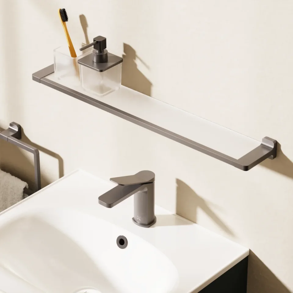 Crosswater Rotar Shelf 600mm Slate detail view - Image 2