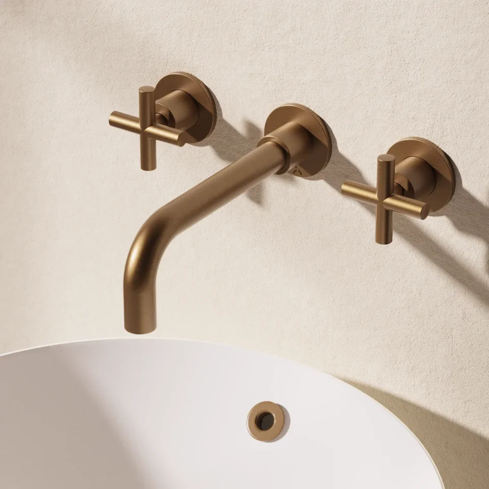 Crosswater MPRO Crosshead Basin 3 Hole Set Brushed Bronze detail view - Image 3