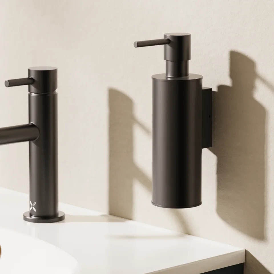 Crosswater MPRO Wall Soap Dispenser Matt Black detail view - Image 3