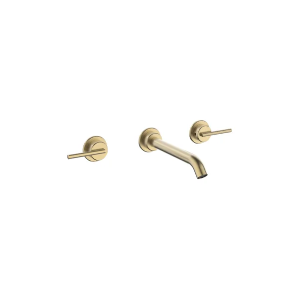 Crosswater 3ONE6 Lever Basin 3 Hole Set Wall Mounted Stainless Brushed Brass Effect