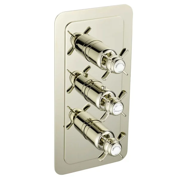 Just Taps Grosvenor Pinch Thermo Concealed 2 Outlet Shower Valve Vertical  Nickel